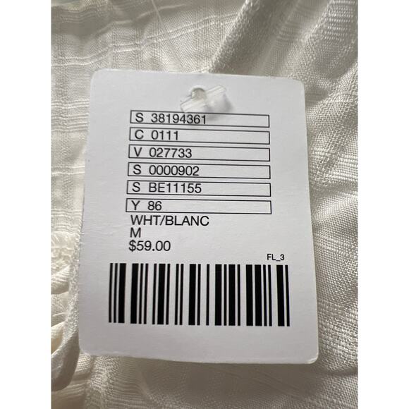 NWT Ecote Women’s Short  V-Neck‎ Crisscross Tie Front Sleeve Top Size M White - Picture 2 of 4